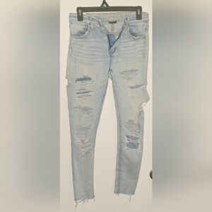 Very Distressed American Eagle Outfitters Light Blue Denim Jeans